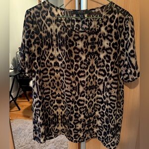 Forever 21 Contemporary XL Leopard Short Sleeve Blouse